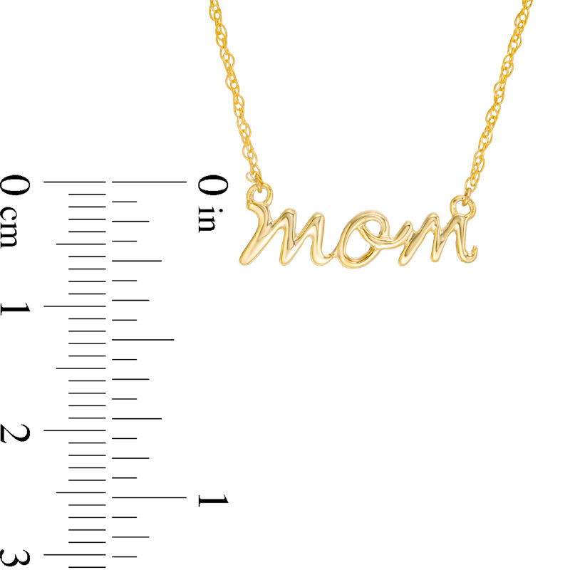 Cursive "mom" Necklace in 10K Gold - 17.25"