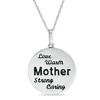 "Mother" Round Disc Pendant in 10K White Gold