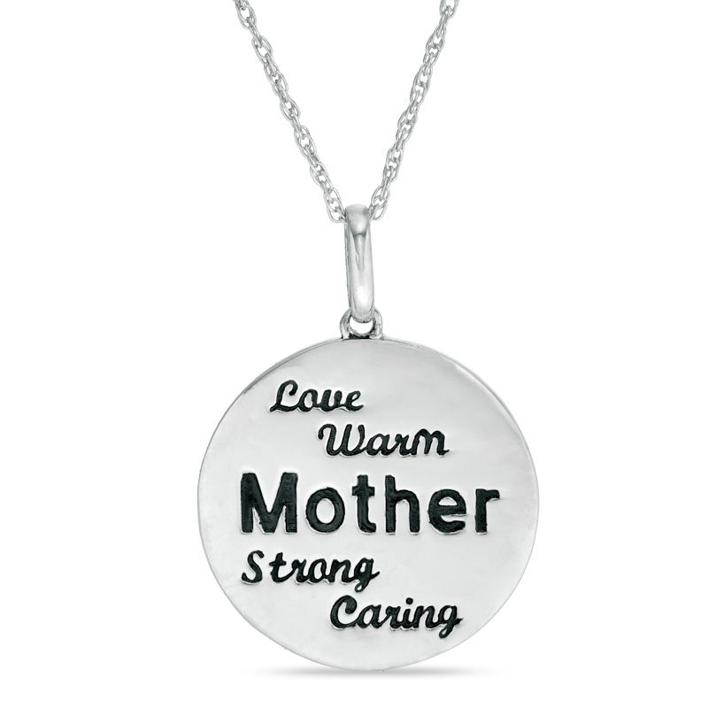 "Mother" Round Disc Pendant in 10K White Gold|Peoples Jewellers