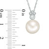 10.0 - 10.5mm Cultured Freshwater Pearl, White Sapphire and Diamond Accent Vintage-Style Pendant in 10K White Gold - 17"