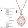 Oval Morganite, White Sapphire and Diamond Accent Vintage-Style Drop Pendant in 10K Rose Gold - 17"