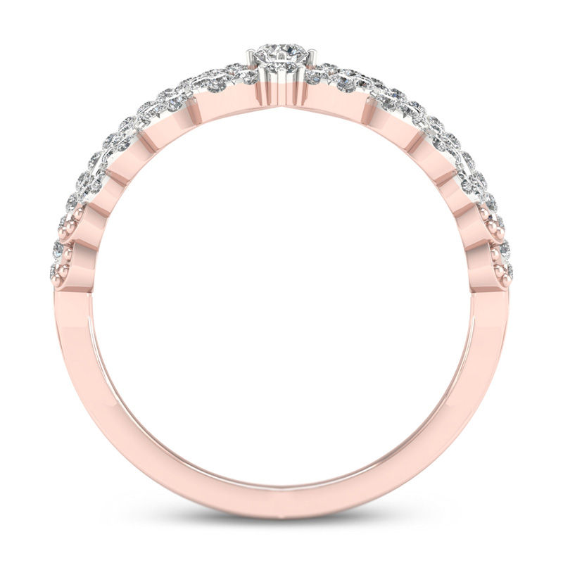 Main Image 3 of 0.30 CT. T.W. Diamond Heart Crown Ring in 10K Rose Gold