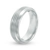 Thumbnail Image 1 of Edward Mirell Men's 7.0mm Comfort Fit Triple Groove Wedding Band in Titanium