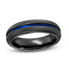 Thumbnail Image 0 of Radiance by Edward Mirell Men's 6.0mm Comfort Fit Blue Anodized Wedding Band in Black Titanium