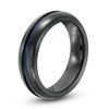 Thumbnail Image 1 of Radiance by Edward Mirell Men's 6.0mm Comfort Fit Blue Anodized Wedding Band in Black Titanium