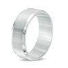 Thumbnail Image 1 of Men's 8.0mm Brushed Centre Bevelled Edge Wedding Band in Stainless Steel