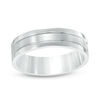 Thumbnail Image 1 of Men's 6.0mm Satin Centre Groove Wedding Band in Stainless Steel