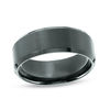 Thumbnail Image 1 of Men's 8.0mm Brushed Centre Bevelled Edge Wedding Band in Black IP Stainless Steel