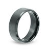 Thumbnail Image 1 of Men's 8.0mm Brushed Centre Bevelled Edge Wedding Band in Black IP Stainless Steel