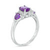 Thumbnail Image 2 of Amethyst and Lab-Created White Sapphire Collar Three Stone Ring in Sterling Silver