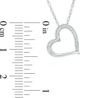 Diamond Accent Tilted Heart Pendant in 10K White Gold