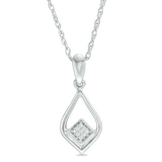 Diamond Accent Teardrop Pendant in 10K White Gold