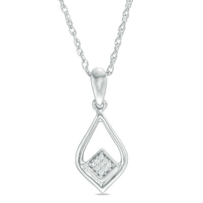 Diamond Accent Teardrop Pendant in 10K White Gold