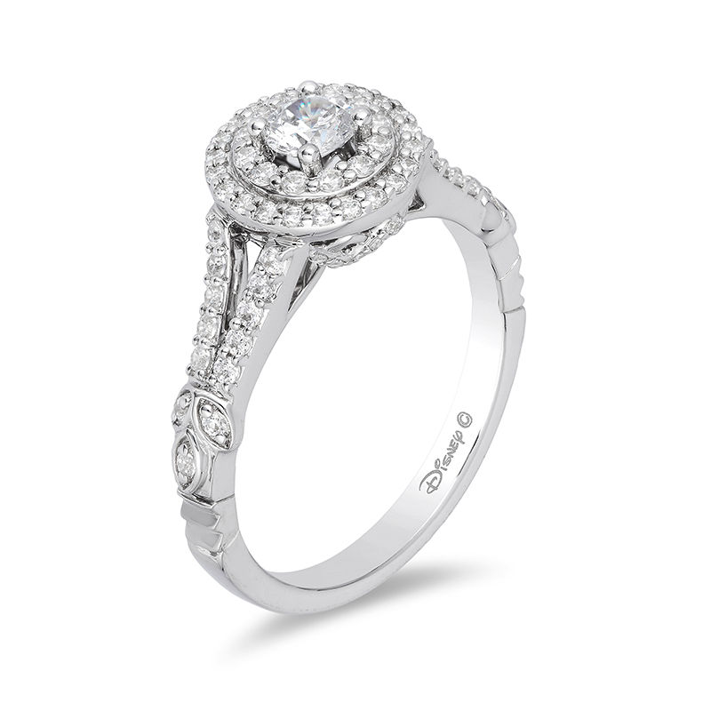 Enchanted Disney Tiana 0.75 CT. T.W. Diamond Double Frame Engagement Ring in 14K White Gold
