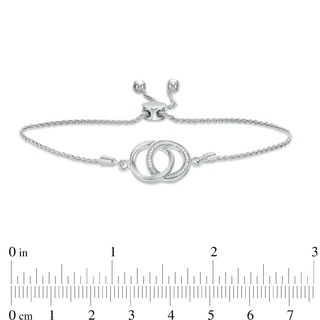 0.04 CT. T.W. Diamond Interlocking Circles Bolo Bracelet in Sterling Silver - 9.5"