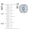 Thumbnail Image 3 of 6.0mm Cushion-Cut Aquamarine and 0.09 CT. T.W. Diamond Frame Stud Earrings in 10K White Gold