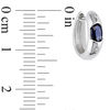Thumbnail Image 2 of Oval Blue Sapphire and 0.05 CT. T.W. Diamond Huggie Hoop Earrings in 10K White Gold