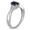 Thumbnail Image 2 of Oval Blue Sapphire and Diamond Accent Triangle Sides Vintage-Style Ring in 10K White Gold