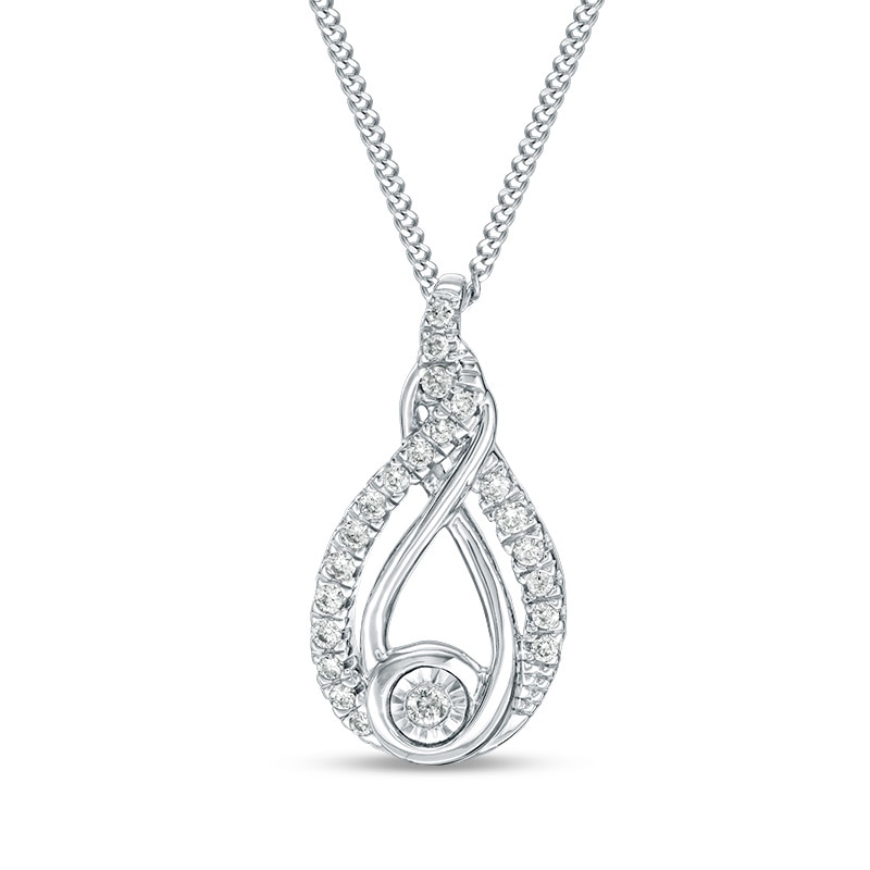 Interwoven™ 0.09 CT. T.W. Diamond Pendant in Sterling Silver - 19"