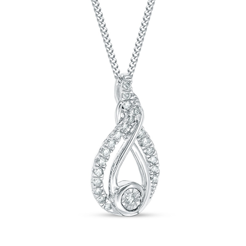 Interwoven™ 0.09 CT. T.W. Diamond Pendant in Sterling Silver - 19"