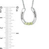 Thumbnail Image 2 of Mother's Simulated Birthstone Horseshoe Necklace in Sterling Silver (3 Stones and 2 Names)