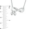 Thumbnail Image 1 of Simulated Birthstone Infinity with Heart Charm Necklace in Sterling Silver (2 Stones, Names and Initials)