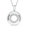 Thumbnail Image 1 of Couple's 1/15 CT. T.W. Diamond Swirl Circle Pendant in Sterling Silver (2 Names)