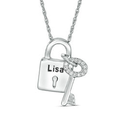1/20 CT. T.W. Diamond Lock and Key Pendant in Sterling Silver (1 Line)