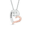 Thumbnail Image 1 of 5.0mm Simulated Birthstone Tilted Heart Pendant in Sterling Silver and 10K Rose Gold (1 Stones and Names)