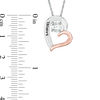 Thumbnail Image 2 of 5.0mm Simulated Birthstone Tilted Heart Pendant in Sterling Silver and 10K Rose Gold (1 Stones and Names)