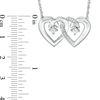 Thumbnail Image 1 of Couple's Simulated Birthstone and 1/20 CT. T.W. Diamond Double Heart Necklace in Sterling Silver (2 Stones)