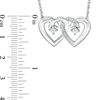 Couple's Simulated Birthstone and 1/20 CT. T.W. Diamond Double Heart Necklace in Sterling Silver (2 Stones)