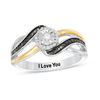 Thumbnail Image 0 of 1/6 CT. T.W. Enhanced Black and White Diamond Frame Multi-Row Promise Ring in Sterling Silver and 10K Gold (1 Line)