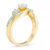 Thumbnail Image 2 of Couple's Simulated Birthstone and Diamond Accent Ring (3 Stones and 1 Line)