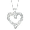 Thumbnail Image 0 of 0.45 CT. T.W. Baguette and Round Diamond Heart Pendant in 10K White Gold