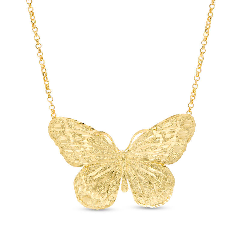 Gems One Golden Butterfly Necklace 070411 - Sami Fine Jewelry