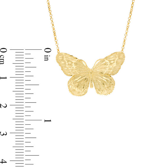 Diamond-Cut Butterfly Necklace in 14K Gold
