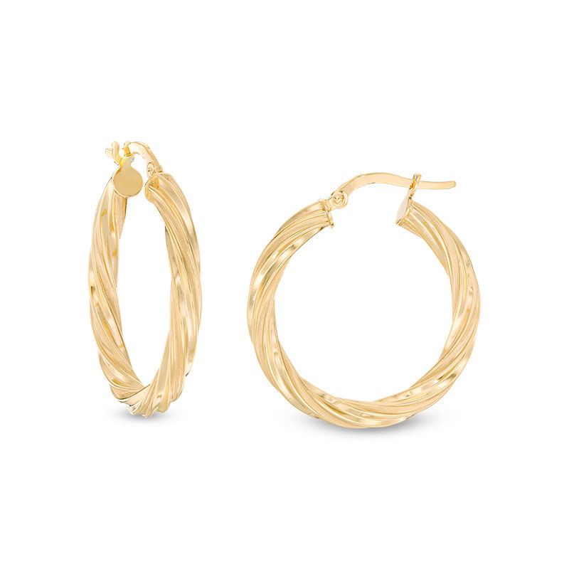Italian Gold 20.0mm Twist Hoop Earrings in 14K Gold|Peoples Jewellers
