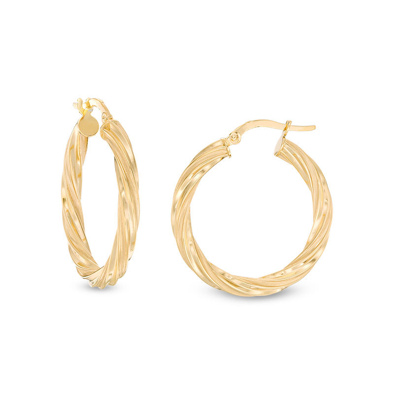 Italian Gold 20.0mm Twist Hoop Earrings in 14K Gold