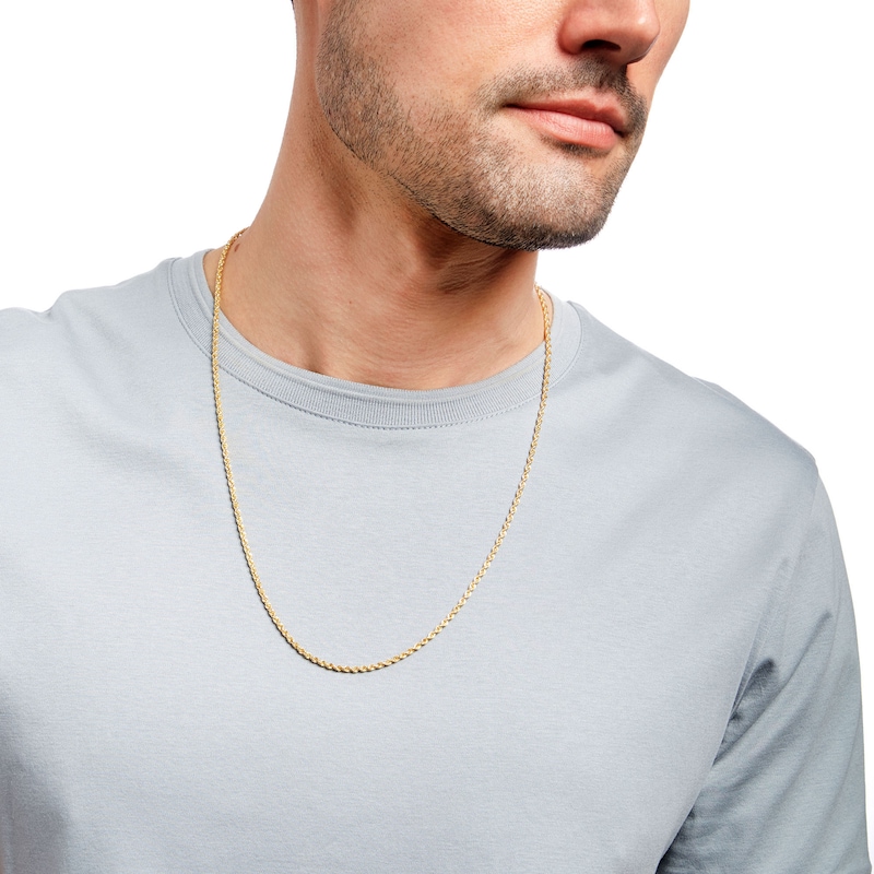 Main Image 2 of Italian Gold Men's 5.0mm Rope Chain Necklace in 14K Gold - 22"