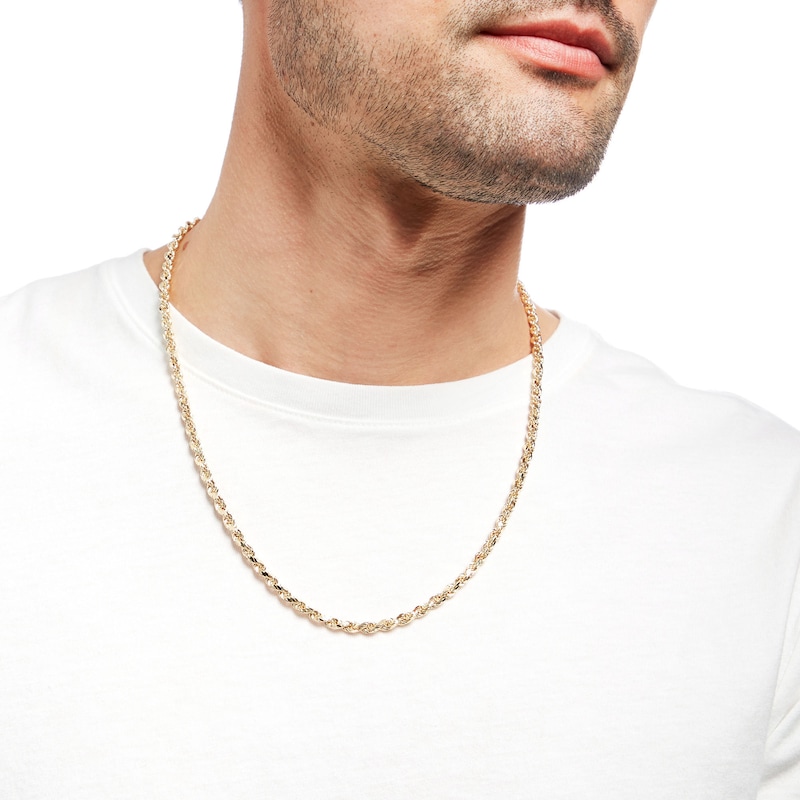 Main Image 2 of Italian Gold Men's 4.4mm Rope Chain Necklace in 14K Gold - 22"