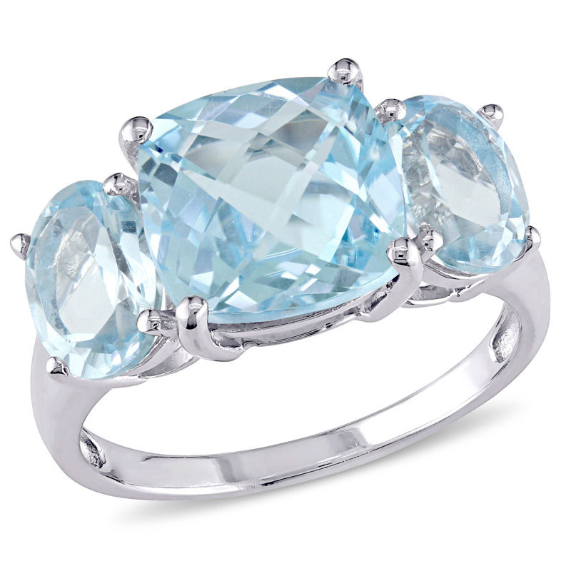 Sky Blue Topaz Three Stone Ring in Sterling Silver|Peoples Jewellers