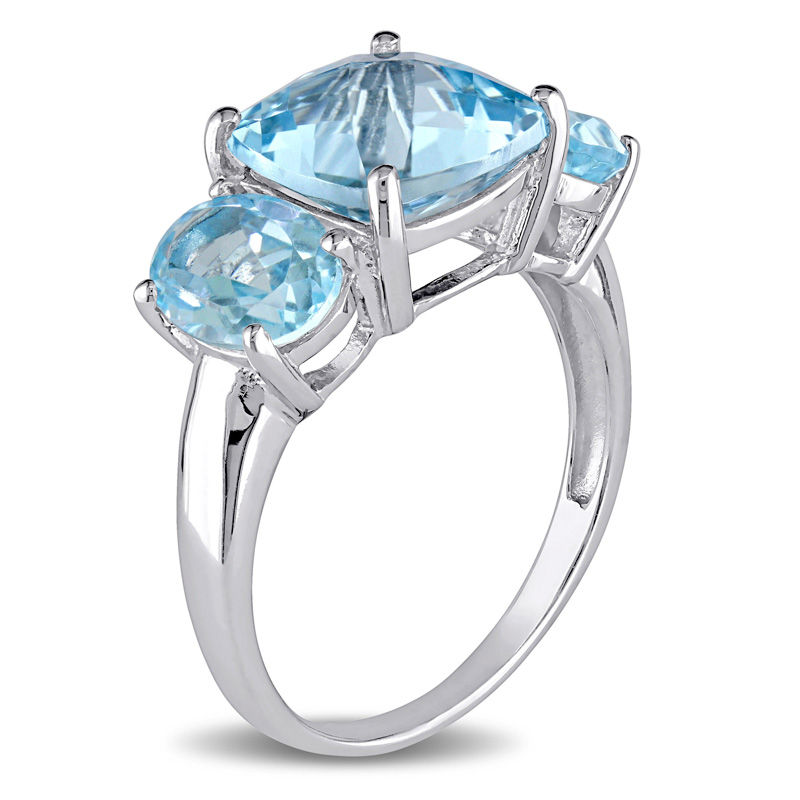Main Image 2 of Sky Blue Topaz Three Stone Ring in Sterling Silver