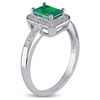Emerald-Cut Lab-Created Emerald and 0.05 CT. T.W. Diamond Frame Ring in Sterling Silver
