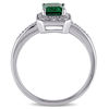 Thumbnail Image 2 of Emerald-Cut Lab-Created Emerald and 0.05 CT. T.W. Diamond Frame Ring in Sterling Silver