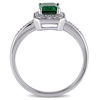 Emerald-Cut Lab-Created Emerald and 0.05 CT. T.W. Diamond Frame Ring in Sterling Silver