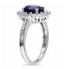 Thumbnail Image 2 of Oval Lab-Created Blue and White Sapphire Sunburst Frame Ring in Sterling Silver with Diamond Accents