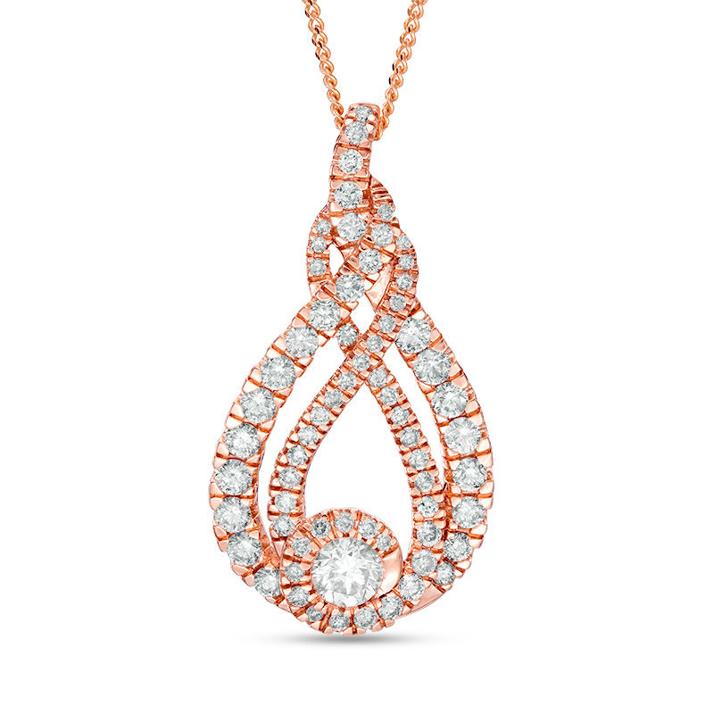 Interwoven™ 0.99 CT. T.W. Diamond Pendant in 10K Rose Gold - 19"