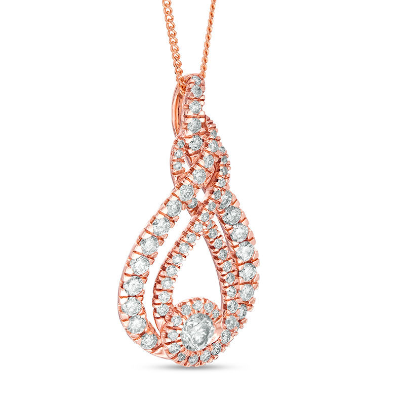 Main Image 2 of Interwoven™ 0.99 CT. T.W. Diamond Pendant in 10K Rose Gold - 19"