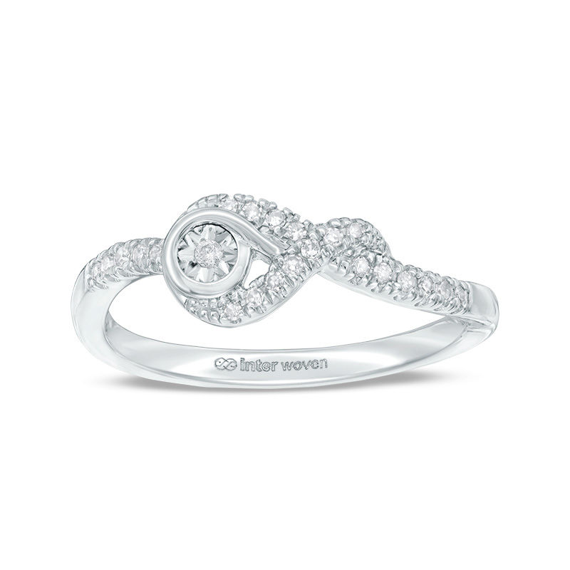 Interwoven™ 0.10 CT. T.W. Diamond Promise Ring in Sterling Silver - Size 7